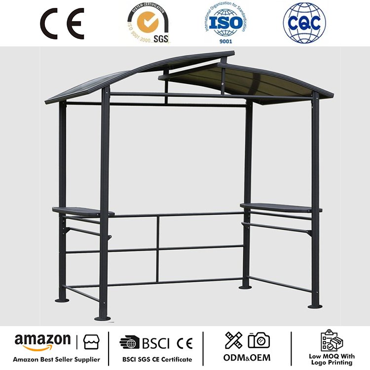 Беседка с жесткой крышей и навесом для барбекю размером 8 x 5 футов